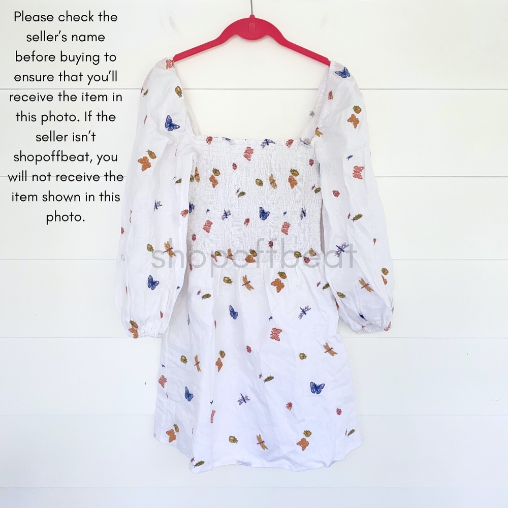 NEW Reformation Greyson Linen Dress Ladybugs Medium - Picture 8 of 17